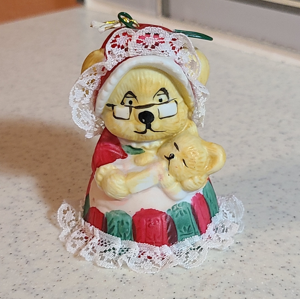 Vintage Bear with baby bear dinner bell super cute
